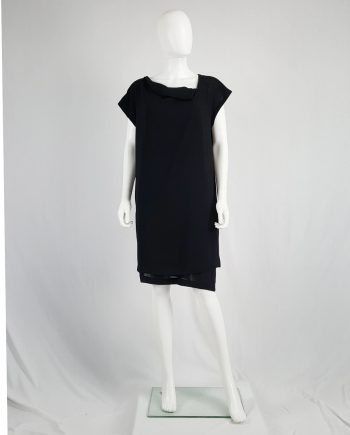Comme des Garçons black double-layered dress with pleated neckline — 1990