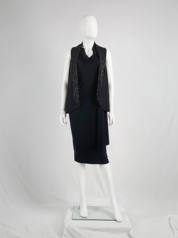vaniitas vintage Ann Demeulemeester black waistcoat with matte sequins spring 2010151611