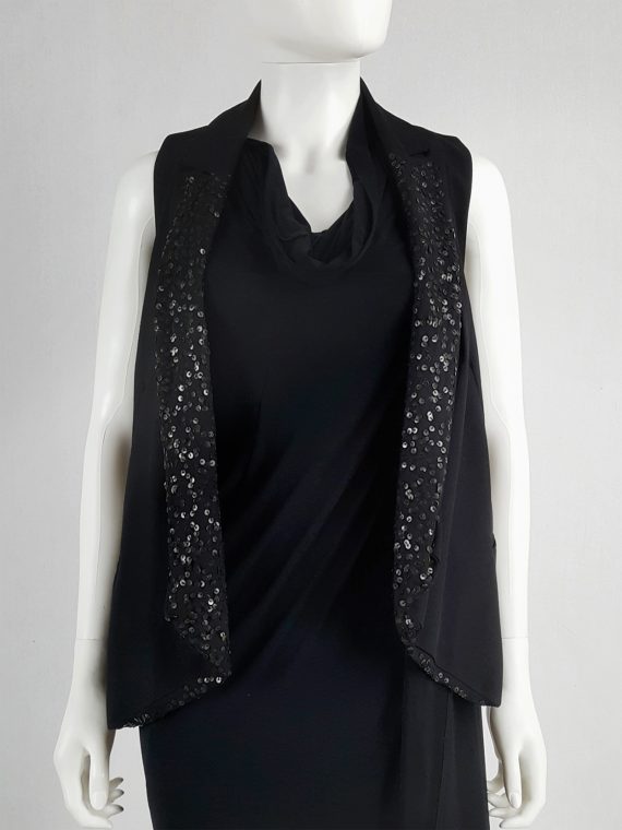 vaniitas vintage Ann Demeulemeester black waistcoat with matte sequins spring 2010151704