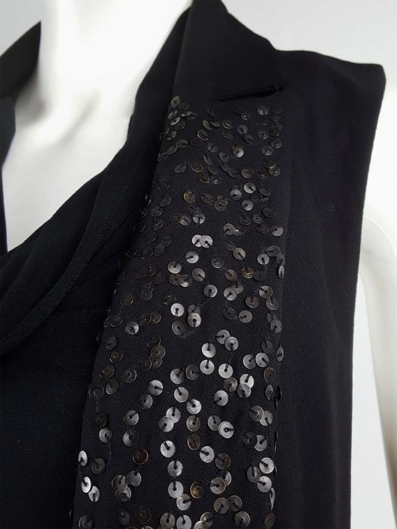 vaniitas vintage Ann Demeulemeester black waistcoat with matte sequins spring 2010151823