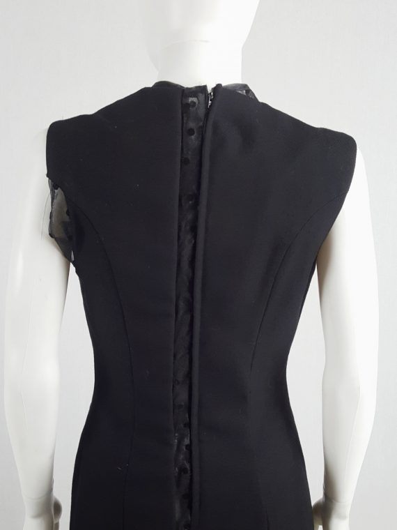 vaniitas vintage Comme des Garçons black sheer polkadot dress with wool paneling fall 1997 174502(0)