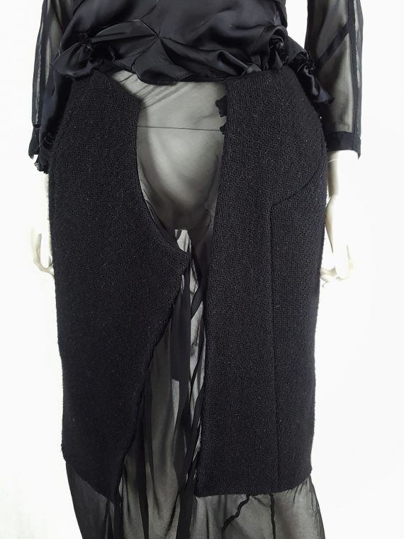 vaniitas vintage Comme des Garçons black sheer skirt with wool paneling fall 1997 154512