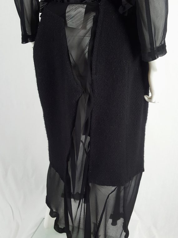 vaniitas vintage Comme des Garçons black sheer skirt with wool paneling fall 1997 154640