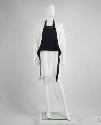Lieve Van Gorp black short apron with belt strap and zipper — 1990's
