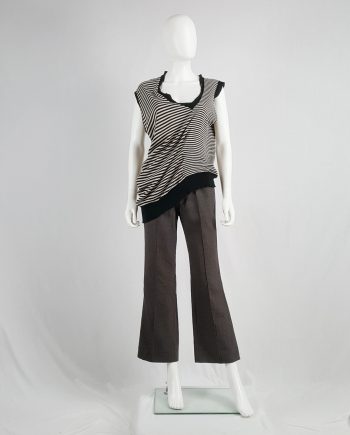 Maison Martin Margiela black and white striped top stretched out on one side — spring 2005