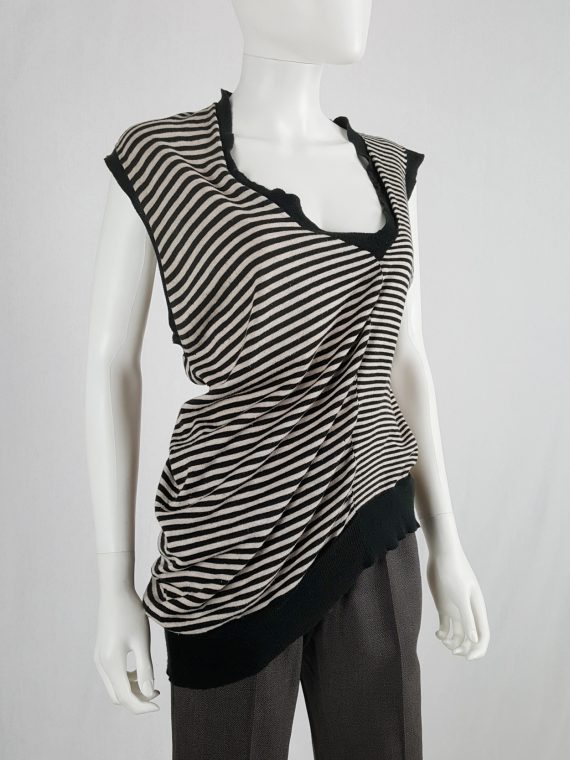 vaniitas vintage Maison Martin Margiela black and white striped top stretched out on one side spring 2005 182241