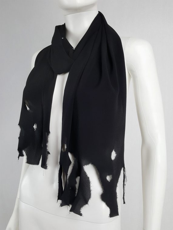 vaniitas vintage Maison Martin Margiela black scarf with burned edges fall 2005 153003
