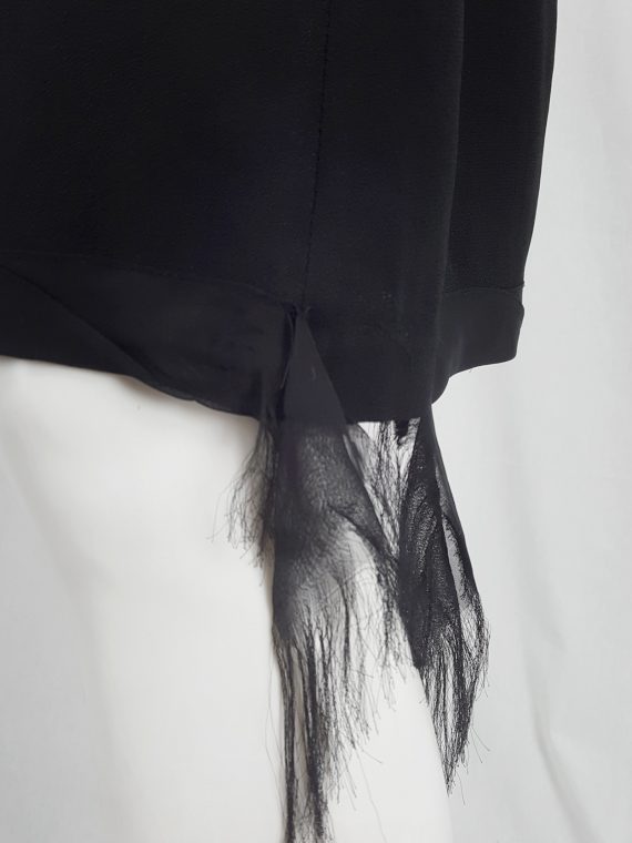 vaniitas vintage Maison Martin Margiela black skirt with silk torn trims spring 2006 134448