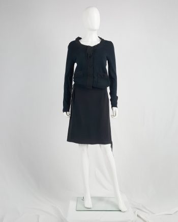 Maison Martin Margiela black skirt with silk torn trims — spring 2006