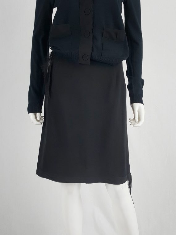 vaniitas vintage Maison Martin Margiela black skirt with silk torn trims spring 2006 155507