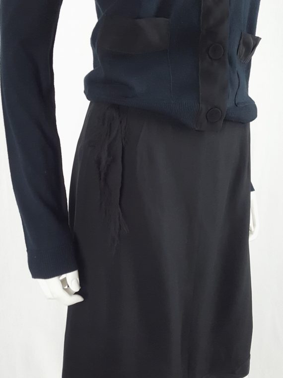 vaniitas vintage Maison Martin Margiela black skirt with silk torn trims spring 2006 155522