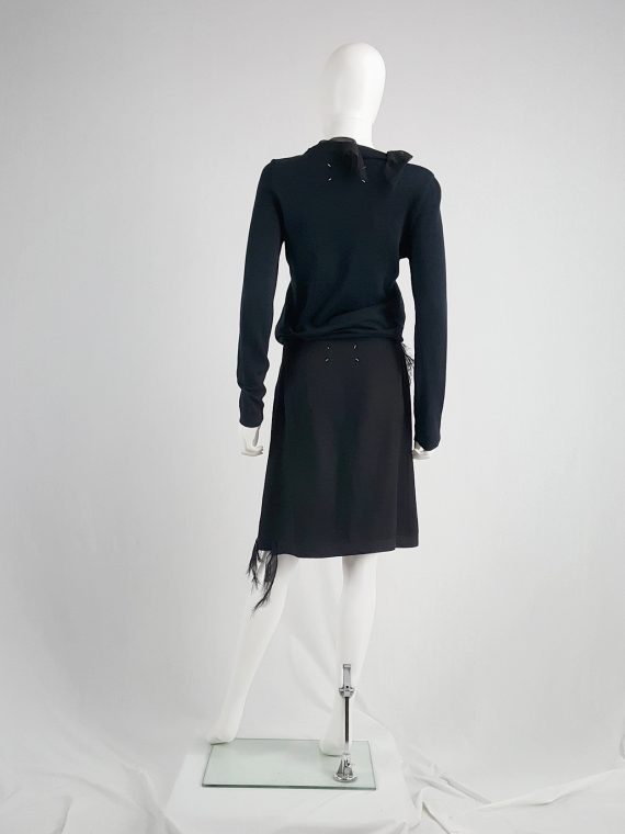 vaniitas vintage Maison Martin Margiela black skirt with silk torn trims spring 2006 155603