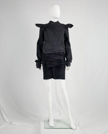 Rick Owens GLEAM black shorts with front and back drape — fall 2010
