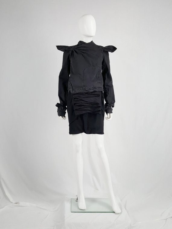 vaniitas vintage Rick Owens GLEAM black shorts with front and back drape runway fall 2010 151402