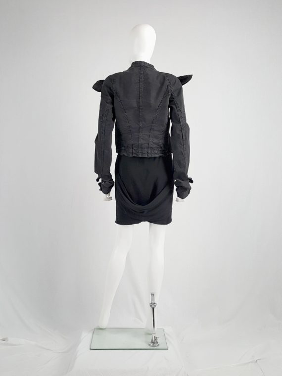 vaniitas vintage Rick Owens GLEAM black shorts with front and back drape runway fall 2010 151748