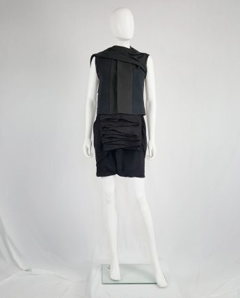 Rick Owens NASKA black sleeveless vest with leather drape — spring 2012