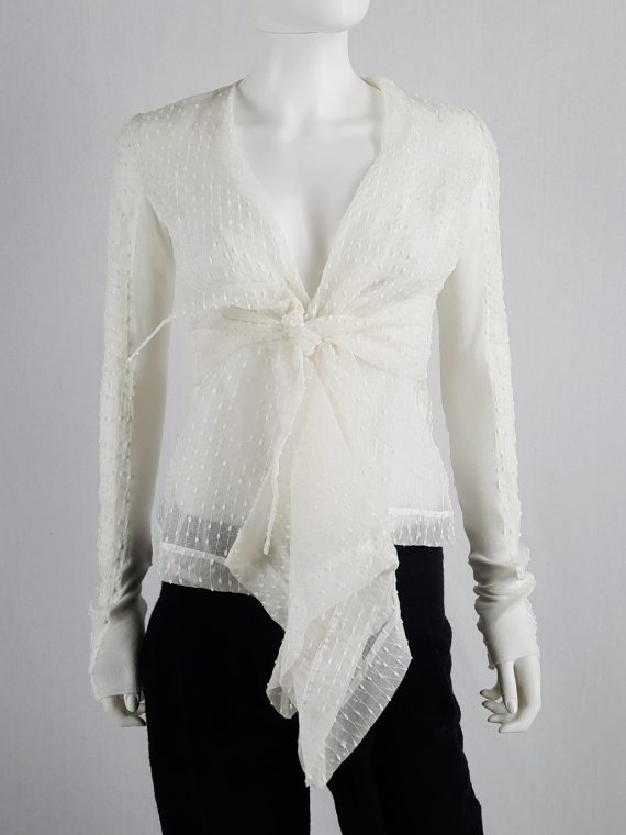 vaniitas vintage Rick Owens white sheer summer jacket with front drape 180533(0)
