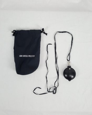 Ann Demeulemeester black leather necklace with round pouch