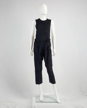 Ann Demeulemeester black trousers with front belt straps — spring 2003