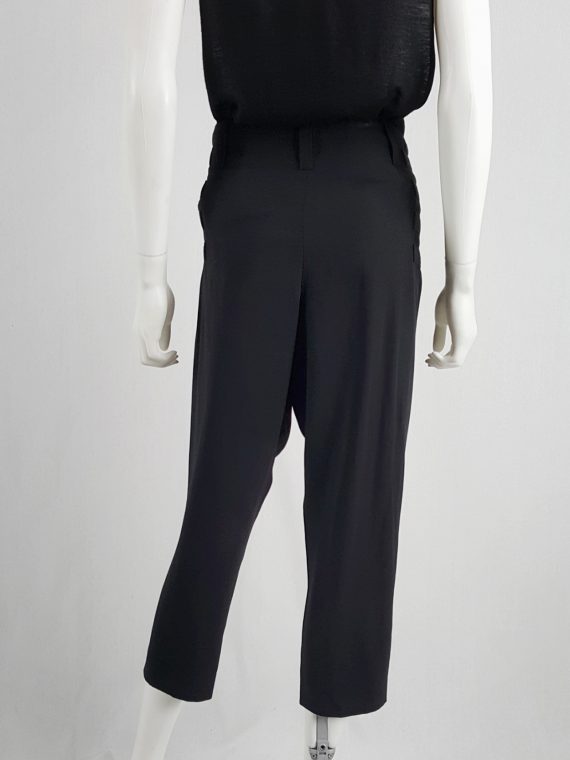 vaniitas vintage Ann Demeulemeester black trousers with front belt straps runway spring 2003 163642