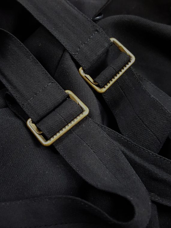 vaniitas vintage Ann Demeulemeester black trousers with front belt straps runway spring 2003 180622