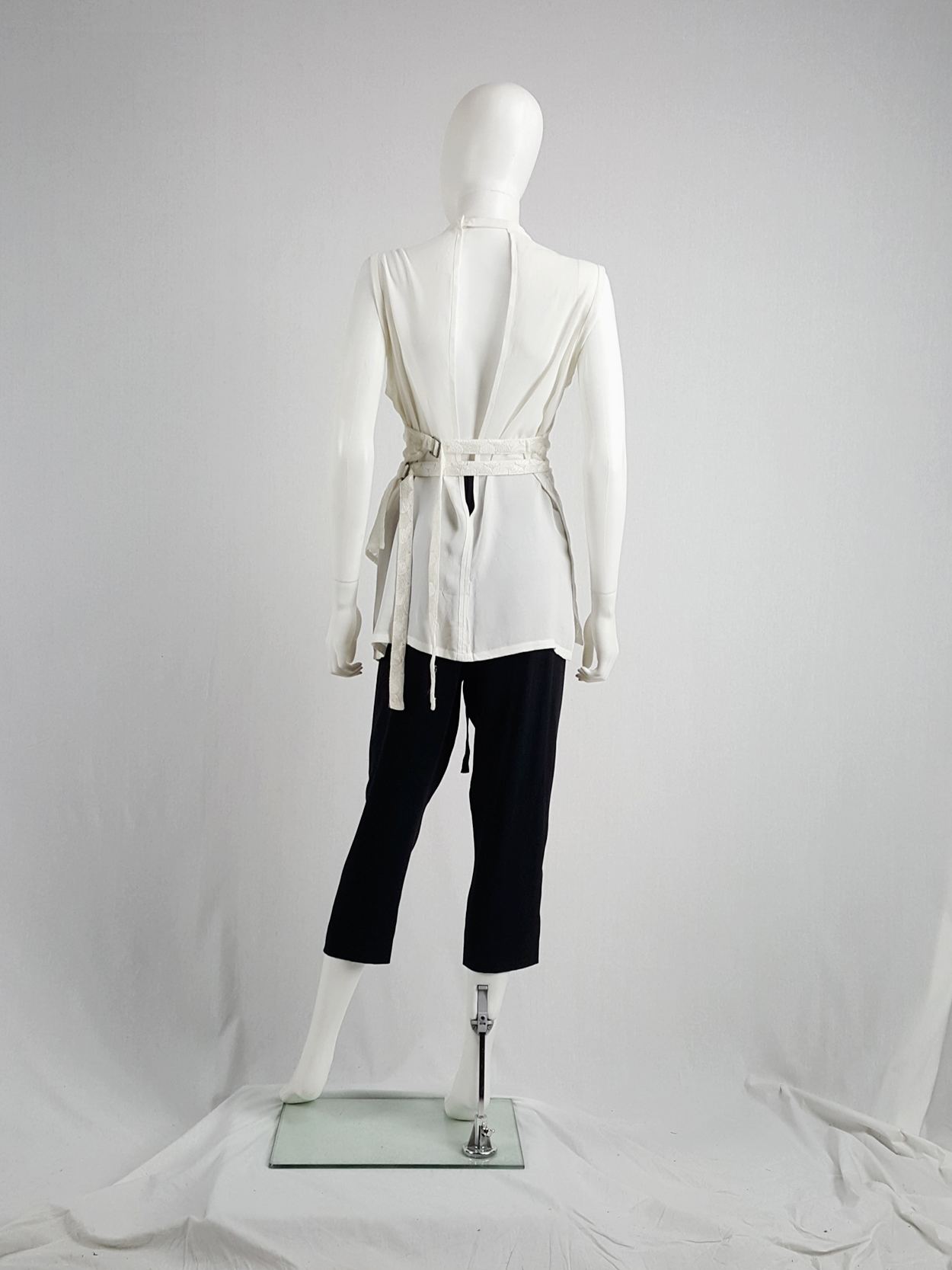 Ann Demeulemeester white layered top with open back — spring 2014 - V A ...