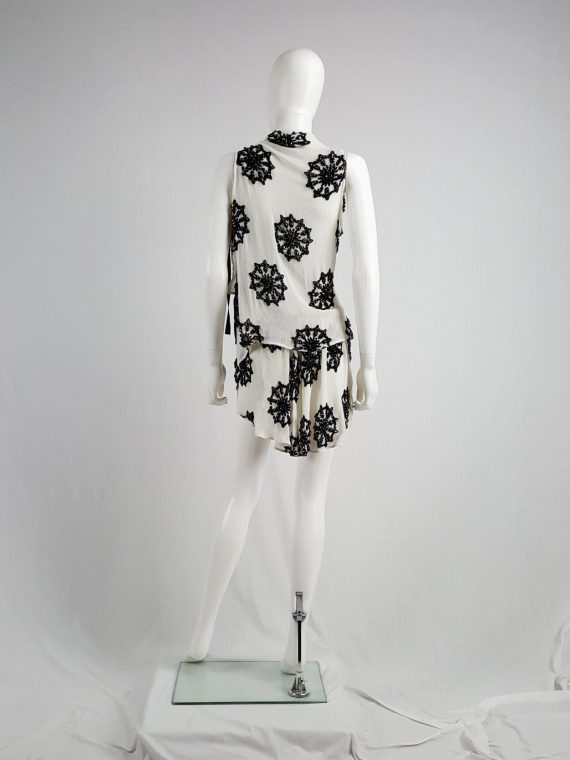 vaniitas vintage Ann Demeulemeester white skirt and top with black beaded print runwa spring 2009 154458