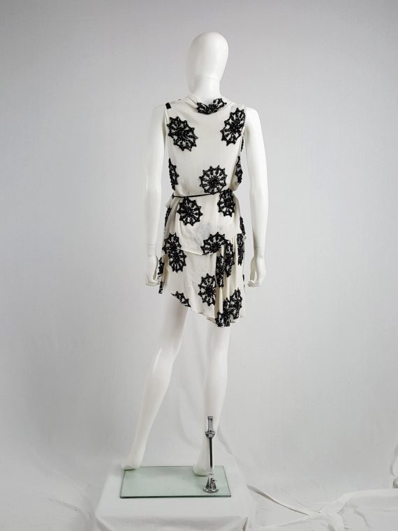 vaniitas vintage Ann Demeulemeester white skirt and top with black beaded print runwa spring 2009 160444