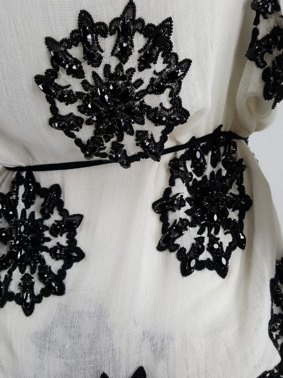 vaniitas vintage Ann Demeulemeester white skirt and top with black beaded print runwa spring 2009 160521