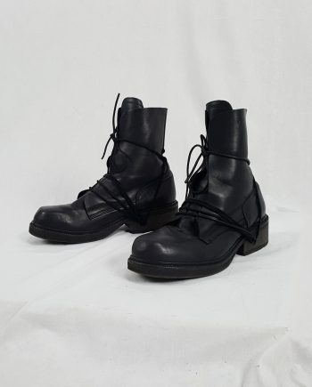 Dirk Bikkembergs black tall boots with laces through the soles (44) — late 90's