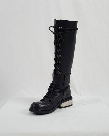 Dirk Bikkembergs black tall lace-up boots with metal heel (40) — late 90's