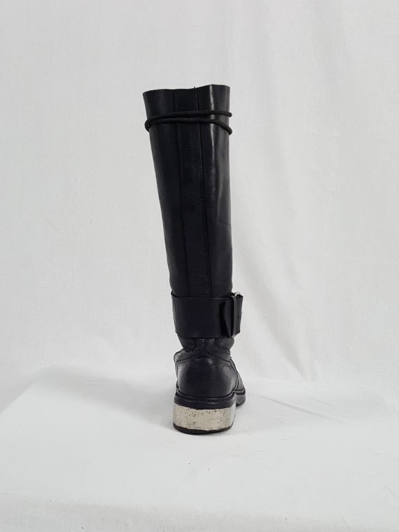 vaniitas vintage Dirk Bikkembergs black tall lace-up boots with metal heel 90s atchival 145759