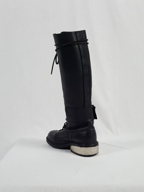 vaniitas vintage Dirk Bikkembergs black tall lace-up boots with metal heel 90s atchival 145819(0)