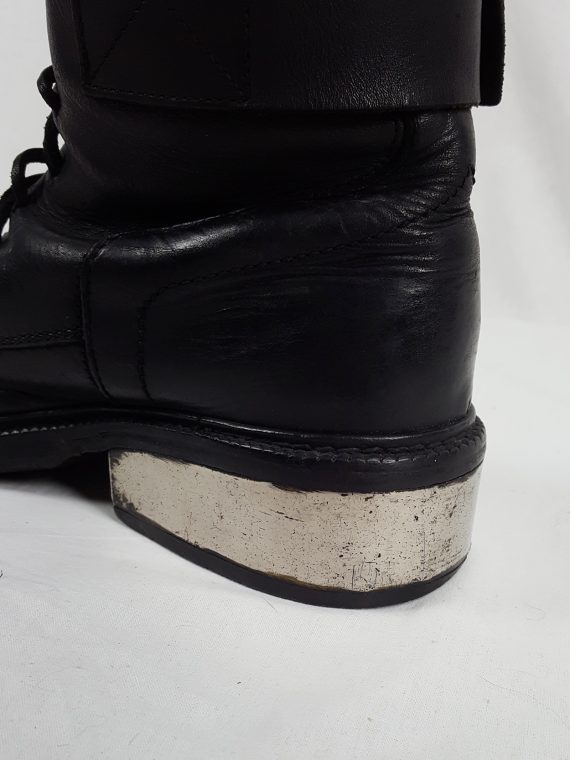 vaniitas vintage Dirk Bikkembergs black tall lace-up boots with metal heel 90s atchival 145911