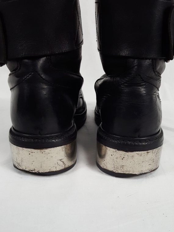 vaniitas vintage Dirk Bikkembergs black tall lace-up boots with metal heel 90s atchival 150036