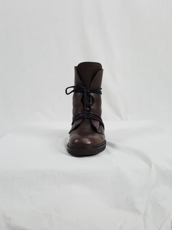 vaniitas vintage Dirk Bikkembergs brown boots with laces through the soles 90s archival143947