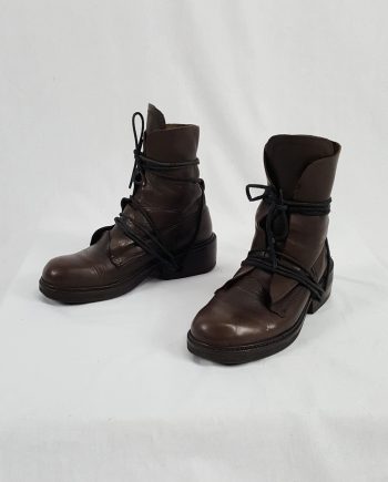 Dirk Bikkembergs brown boots with laces through the soles (42) — late 90's