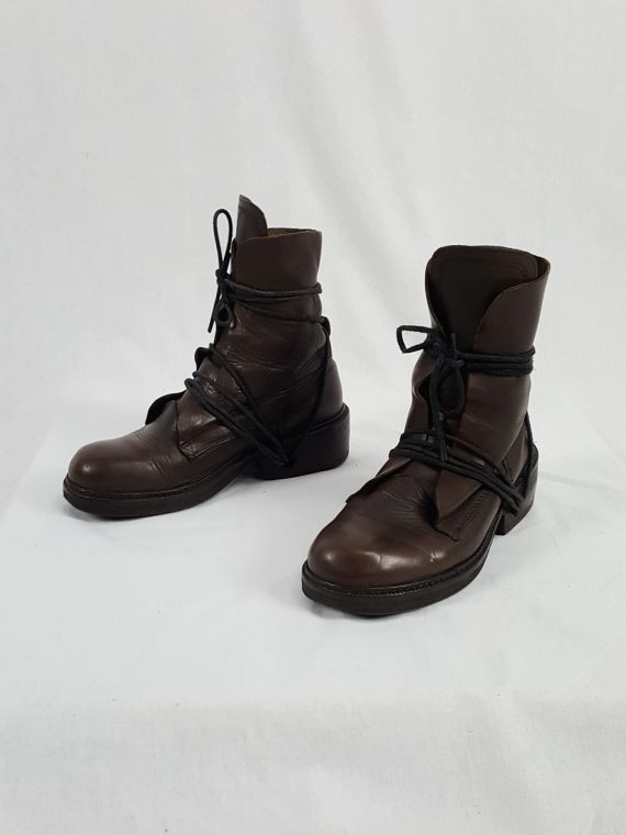 vaniitas vintage Dirk Bikkembergs brown boots with laces through the soles 90s archival144448
