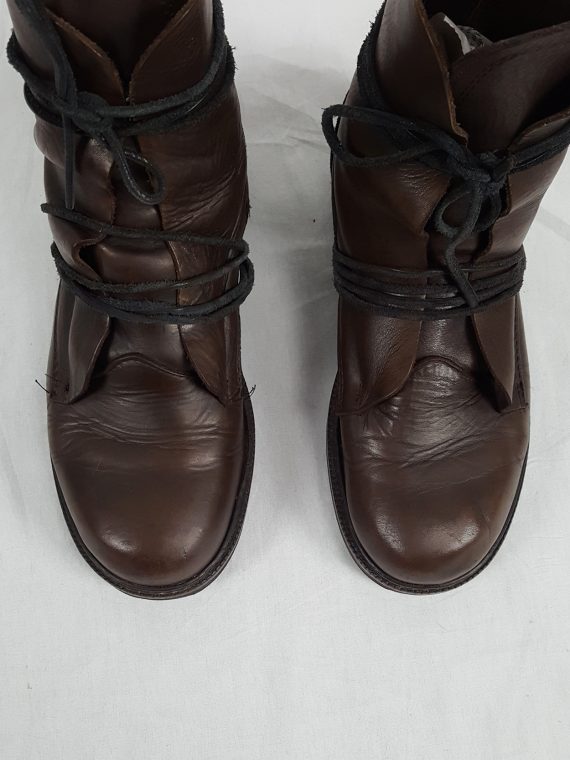 vaniitas vintage Dirk Bikkembergs brown boots with laces through the soles 90s archival144515