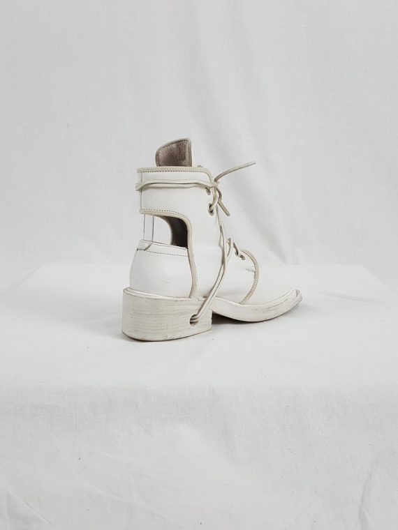 vaniitas vintage Dirk Bikkembergs white mountaineering boots with laces through the soles 90s archive143150
