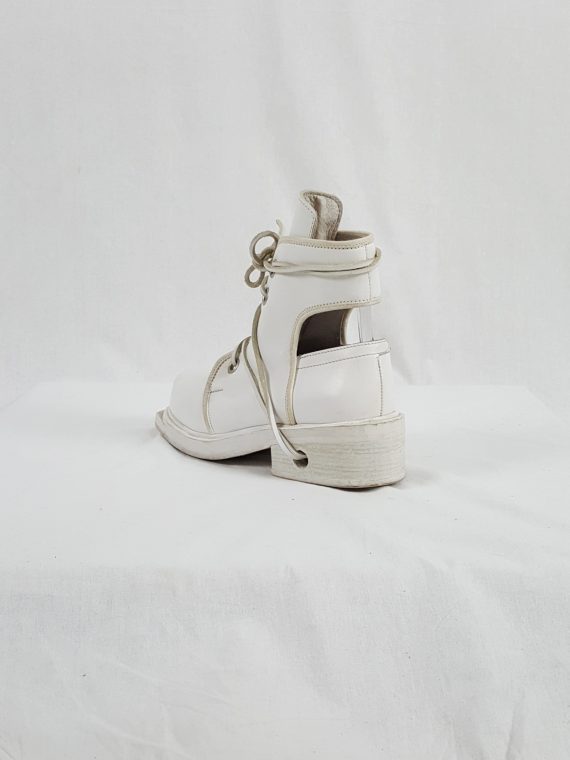vaniitas vintage Dirk Bikkembergs white mountaineering boots with laces through the soles 90s archive143223
