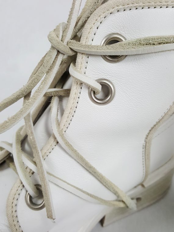 vaniitas vintage Dirk Bikkembergs white mountaineering boots with laces through the soles 90s archive143540