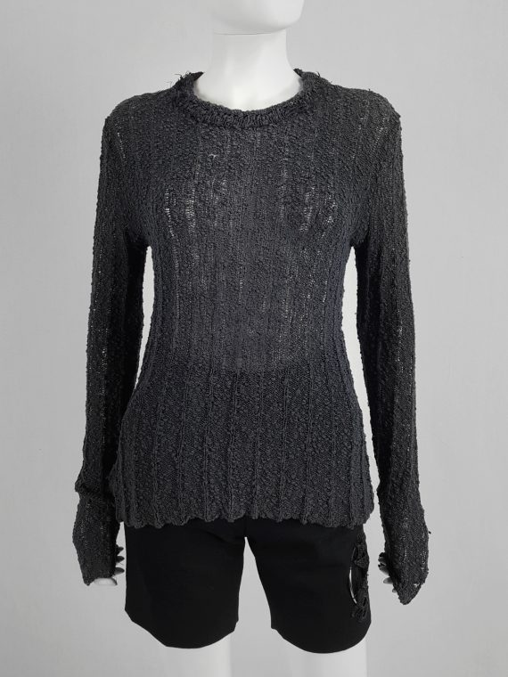 Dries Van Noten dark grey loose knit jumper — 80's - V A N II T A S