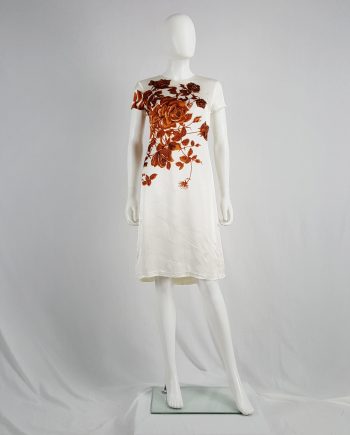 Dries Van Noten white dress with orange flowers — fall 1995