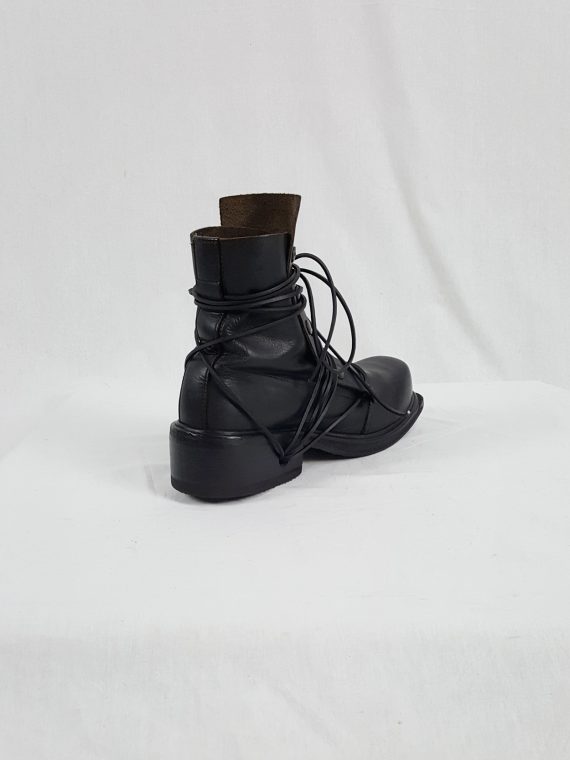 Dirk Bikkembergs black boots with snap button front and laces through the soles 90S archival 184405