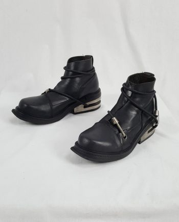 Dirk Bikkembergs black mountaineering boots with metal heel (41) — 1997