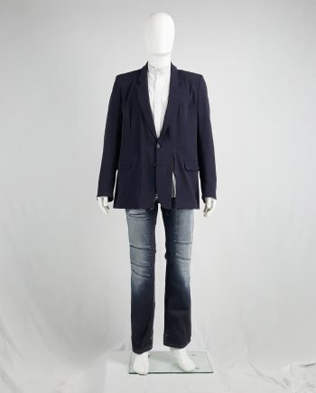 Maison Martin Margiela blue blazer with detachable frayed collar — spring 2001