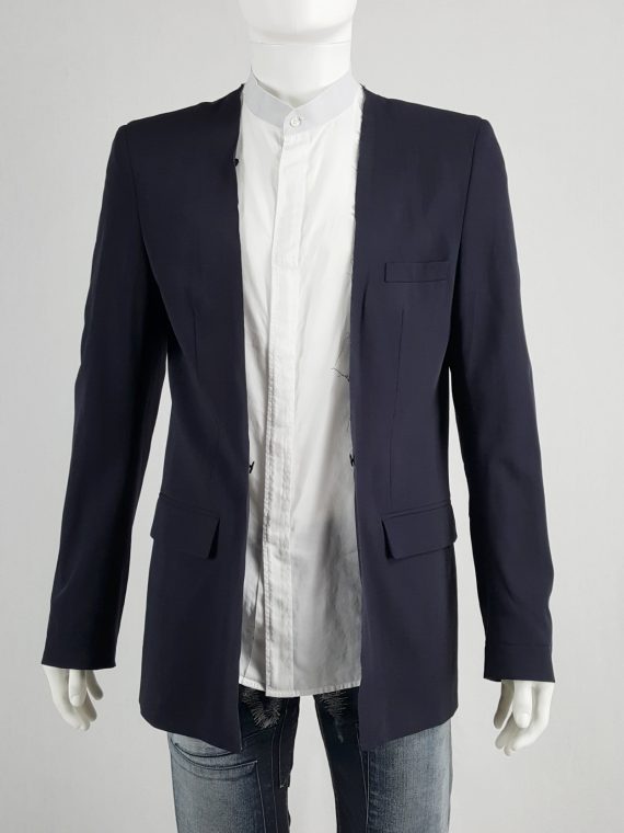 vaniitas Maison Martin Margiela blue blazer with detachable frayed collar spring 2001 140655