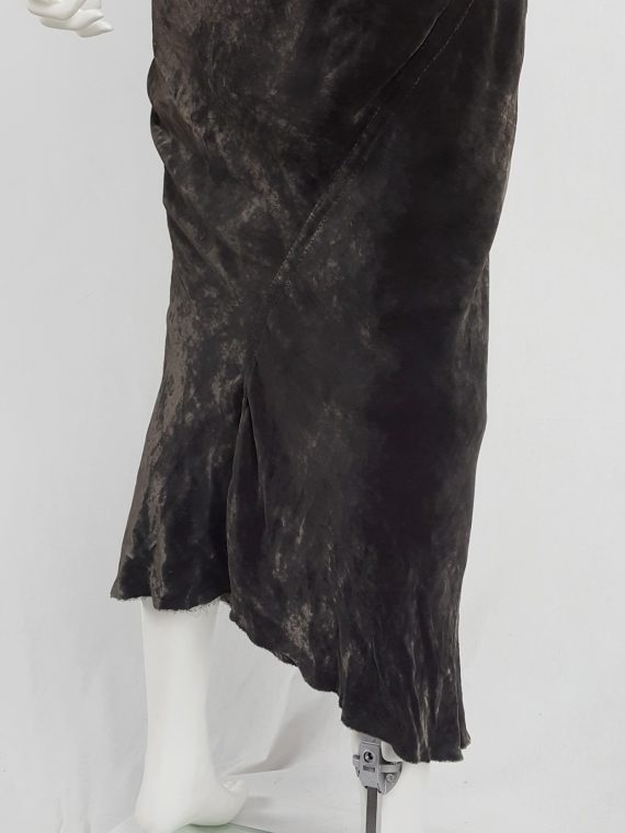 vaniitas Rick Owens MOOG brown velvet draped skirt with front ties runway fall 2005 161341