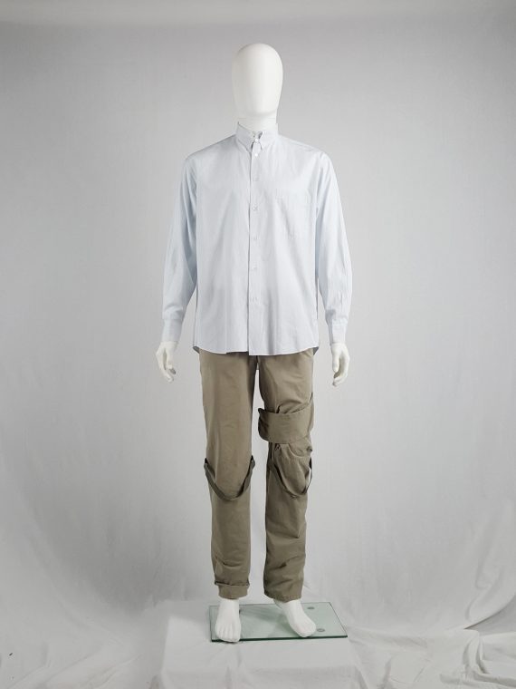 vaniitas Tokio Kumagai white and blue striped shirt with collar strap 111801(0)